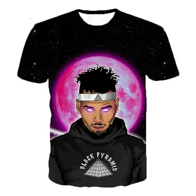 £9.59 • Buy Casual Women Men T-Shirt 3D Print Short Sleeve Tee Top Singer Chris Brown