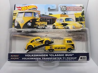 Hot Wheels Volkswagen Classic Bug T1 Pick Up Team Transport #22 Yellow Moon Eyes • $39.90