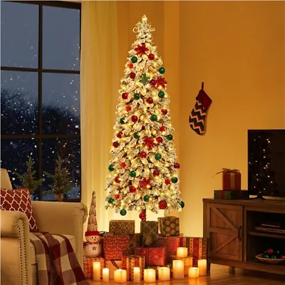 6/7.5ft Pre-Lit Slim Pencil Christmas Tree W/Incandescent Warm Lights/Metal Base • $39.99