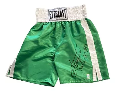 Joe Frazier Signed Green Everlast Boxing Trunks 34-4-1 27 KOs Inscribed BAS • $1093.56