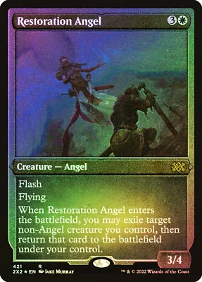 MTG FOIL Restoration Angel Foil Etched  - Double Masters 2022 • $3.69