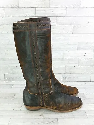 Liberty Black Brown Leather Tall Western Boots Women Size 10 M Grunge Steam Punk • $74.99