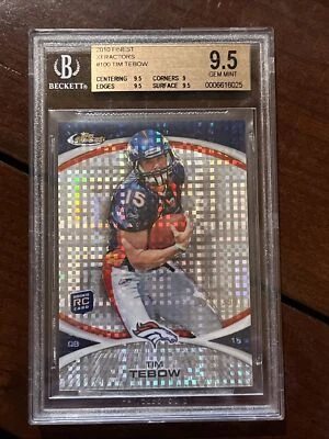 $60 • Buy 2010 Topps Finest Tim Tebow Xfractors #/399 Rookie BGS 9.5 Gem Mint Broncos RC