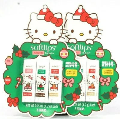 2 Softlips Hello Kitty Limited Edition 3 Ct Apple Cherry Ginger Natural Lip Balm • $27.99