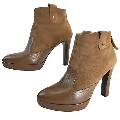 Love Moschino Shoes Womens Size 40.5 Suede & Leather Camel Platform Ankle Heel • $89.15