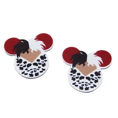 2 X 35mm MINNIE MOUSE RED LEOPARD LASER CUT FLAT BACK RESIN HEADBANDS HAIR BOWS • £0.99