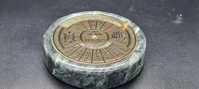 £6 • Buy Vintage Millennium Wood Marble Brass 40 Year Perpetual Desk Calendar 1990-2029