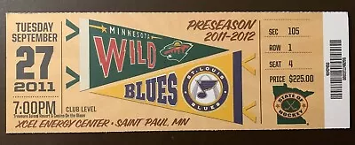 Minnesota Wild 9/27/2011 NHL Ticket Stub Vs St. Louis Blues • $6.95