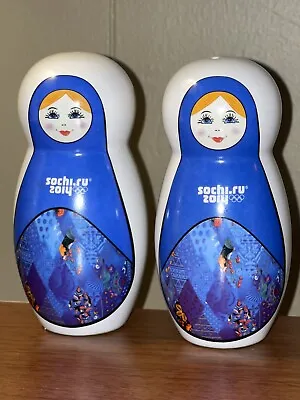 Sochi 2014 Russian Matryoshka Doll Ceramic Salt & Pepper Set 4  No Corks VGUC • $9.99