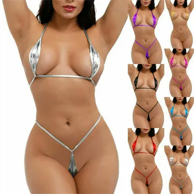 Women's Mini Bikini Bra Micro G-string Set Thong Lingerie Swimwear Underwear﹢ • £4.94