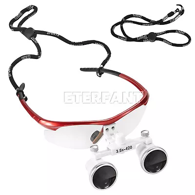 3xETERFANT Dental Binocular Loupes Glass Optical Lens Magnifier Red 3.5X-420mm • $89.99