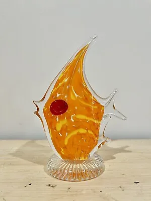 Vintage Murano Orange And Red Glass Fish / Elegant Nautical Blown Glass Decor • $20