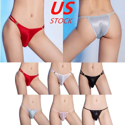 US Men Sexy Briefs Breathable Silk Bikini Transparent Micro Pouch Panties Thongs • $7.72