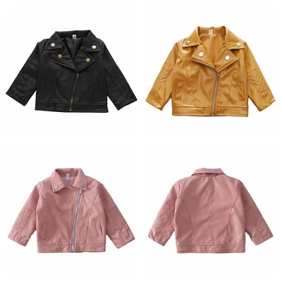 £38.29 • Buy Toddler Boys Girls PU Leather Jacket  Fall Cool Coat Modern Hip Hop Jackets Tops