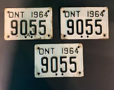 Rare Set Of 3 1964 Vintage Ontario Motorcycle License Plates • $404.75