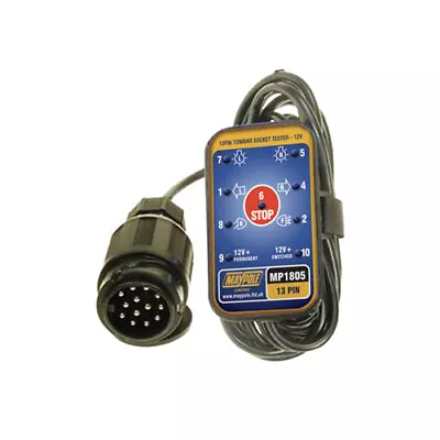 Maypole 13 Pin Caravan Towing 12V Vehicles Towbar Socket Tester Cable 3.5 M • £39.99