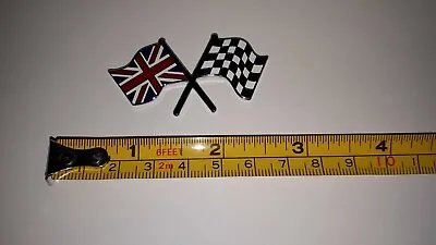 Crossed Flag Badge Union Jack / Chequered Metal Enamled Stick On • £8.45