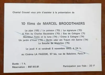 Marcel Broodthaers. 10 Film Of Box D'Invitation. 1982 • $39.14