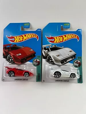 Hot Wheels Tooned Lamborghini Countach Variants Red And White Lot Of 2 • $12.99