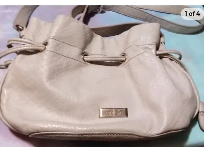 Cole Haan Genuine Leather Drawstring Handbag Purse Ivory Beautiful Tote Perfect  • $15