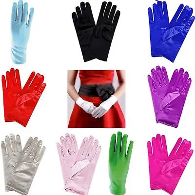 £3.99 • Buy Ladies Short Satin Gloves Opera Party Wedding Prom Womens FancyDress Accessories