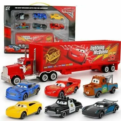 7PCS/Set Cars 2 Lightning McQueen Racer Car&Mack Truck Kids Toy Collection Gift • £10.69