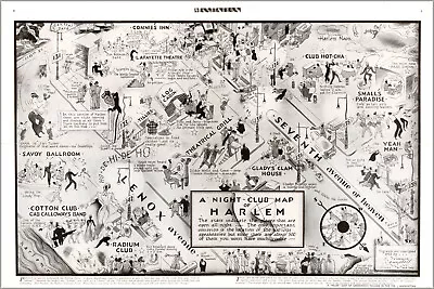 Poster Many Sizes; Nightclub Map Of Harlem New York City 1932 Bar Poster • $34.06