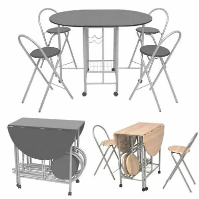 £165.69 • Buy Itzcominghome Folding Drop Leaf Butterfly Dining Set With Table 4 Chairs Kitchen