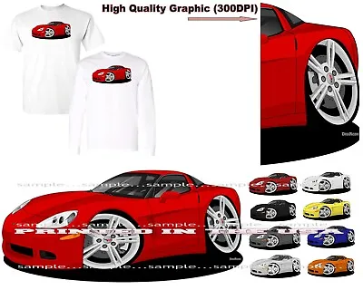 Corvette C6 Coupe Side View Paint Colors DigiRods Cartoon Car T Shirt • $22.95
