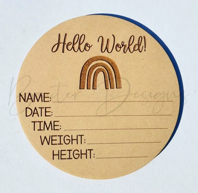 Hello World Plaque Baby Birth Announcement Discs New Baby Rainbow Sign • $20