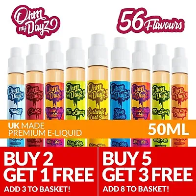 £3.90 • Buy E-Liquid Vape Juice OHMMYDAYZ 50ml Premium Max VG 80/20 PG No Nicotine ShortFill