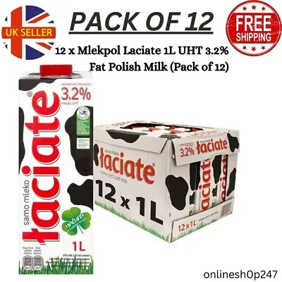 12 X Mlekpol Laciate 1L UHT 3.2% Fat Polish Milk (Pack Of 12) • £24.90