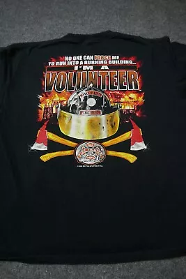 VTG Fire Fighter Shirt Mens Extra Large Black Casual Graphic Big Fish Volunteer • $16