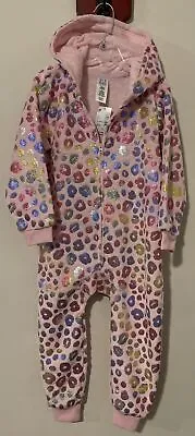 Childrens Place Girls 4 Pink Cheetah Print Zip-Up Footless PJ Outfit NWT! A5274 • £21.71