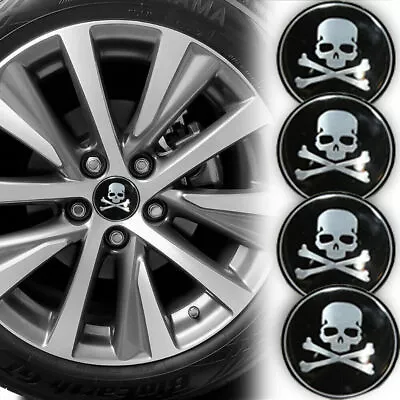 4X 56mm Skull Wheel Rim Center Hub Cap Decal Cover Emblem Car Stickers Accessory • $9.59