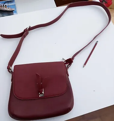 David Jones Paris Burgundy Faux  Leather Crossbody Shoulder Bag • £8