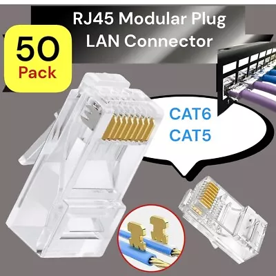 50-500 RJ45 Modular Plug UTP Network Cable Connector End 8P8C CAT6 CAT5 • $18.99