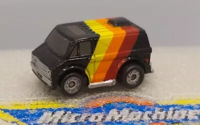 Micro Machine 70's Chevy Van In Black With Yellow/Orange/Red Stripes Vintage • $11