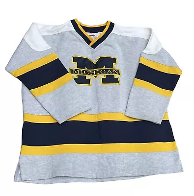 Michigan Wolverines Sweater Large Gray Blue V Neck  Cotton Blend Casual • $34.38