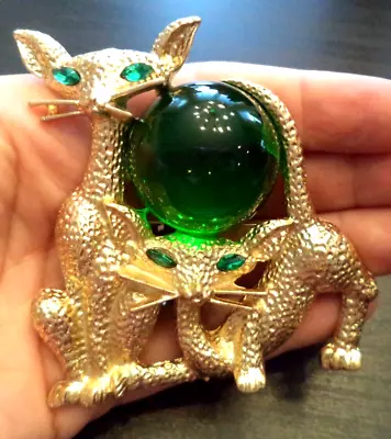 Stunning Vintage Estate High End Jelly Belly Siamese Cat 2 3/4  Brooch!!! G52 • $11.20