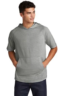 Sport-Tek Mens PosiCharge Tri-Blend Wicking Short Sleeve Hoodie - ST404 • $22.63