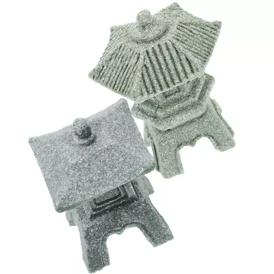  2 Pcs Japanese Tower Light Decoration Stone Mini Garden Ornaments Models • £8.48