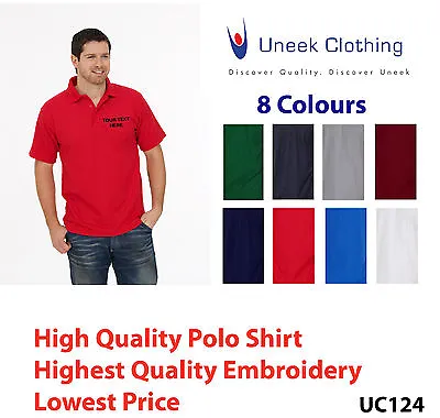 Polo Shirt Custom Embroidered Personalised Text Workwear Uniform UC124 Unisex • £10.95
