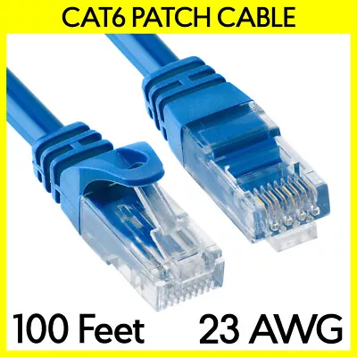 100 Feet Cat6 Cable Blue LAN Cat 6 Ethernet Patch Cord RJ45 Internet Modem Cable • $19.39