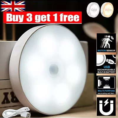 £3.99 • Buy Led Motion Sensor Light USB Wireless PIR Battery Wall Cabinet Stair Night Lamp