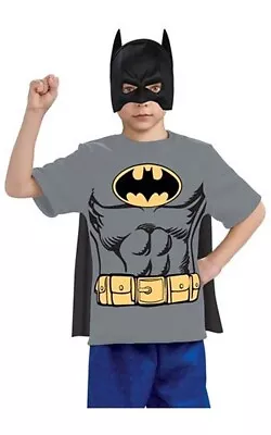 Licensed Batman T-shirt Child Superhero Boys Fancy Dress Halloween Costume • £18.25