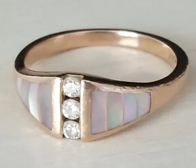  Kabana (Stamped) Diamonds Mother Of Pearl 14k Rose Gold Ring- Size 8.75 • $350