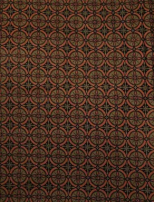 M808 Fabric 1940's Vintage Geometric Coral Brown Black Cotton BTY X 36  Wide • $9.99