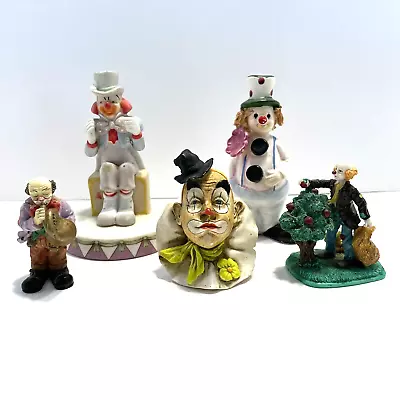 Vintage Clown Figurines Lot Of 5 Various Makers Tallest 4  Tall • $11.96