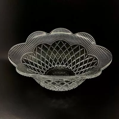 Marquis By Waterford Large Heavy Cut Lead Crystal Oval Console Bowl Vase 12  • $24.97